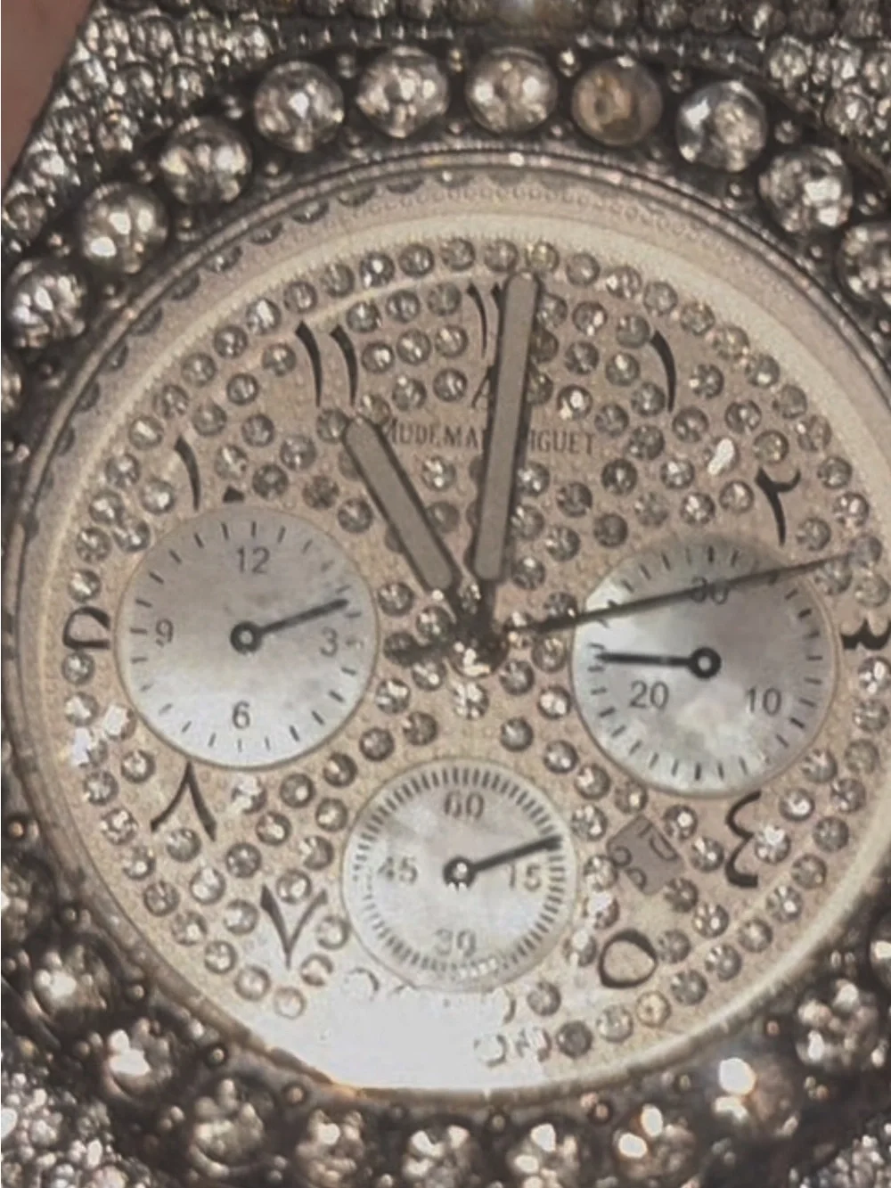 Audemars Piguet Silver vvs mossainte flooded with 100 plus stones